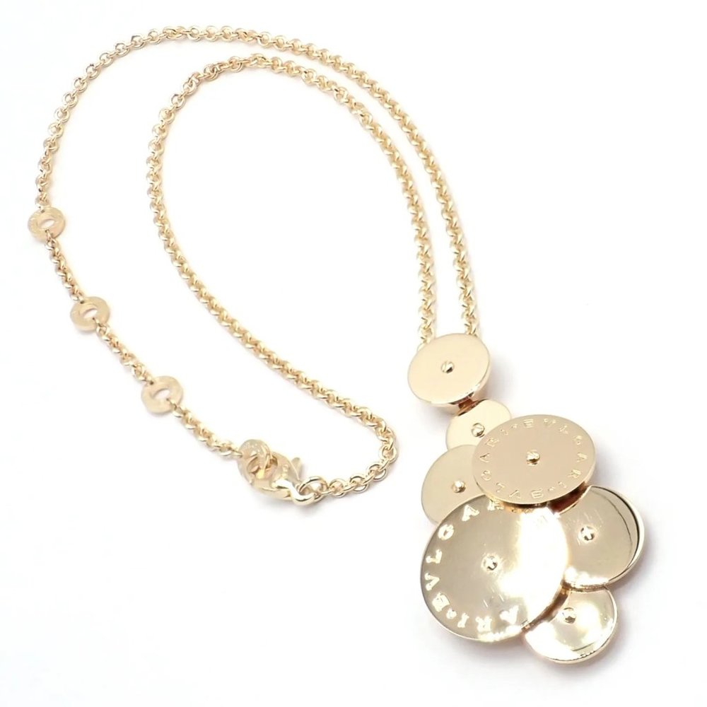 Authentic! Bulgari Bvlgari Cicladi 18k Yellow Gold Large Pendant Link Necklace - Picture 5 of 10